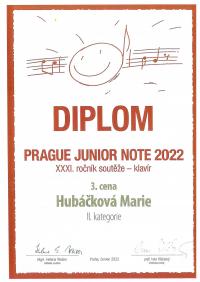 Prague Junior Note 2022, XXXI. ročník soutěže - klavír